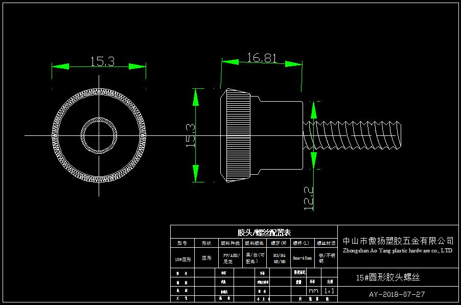 15 # round rubber head screw